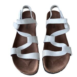 Sundance Italy Moon on the Water Cork Bottom Sandal White Shimmer Sz 10 Comfort